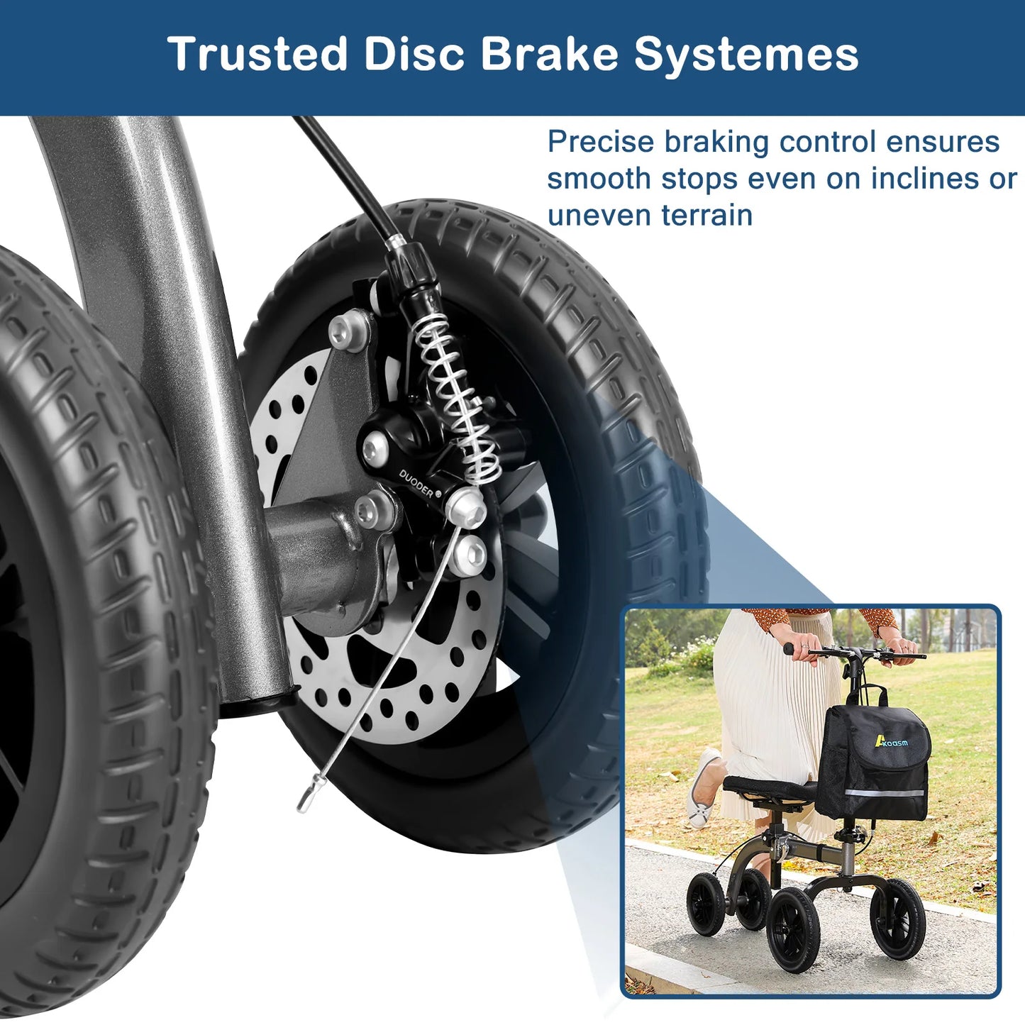 Adult Collapsible Knee Scooter Walker Cart with Basket, Knee Crutch Alternative for Broken Leg Ankle Injuries, Dual Brakes