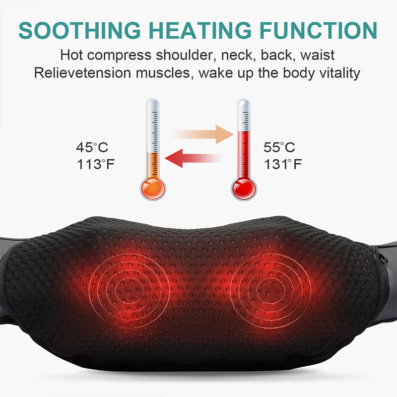 Shiatsu Back Shoulder and Neck Massager Cordless Deep Tissue Kneading with Heat Portable Neck Massage Pillow Home Use
