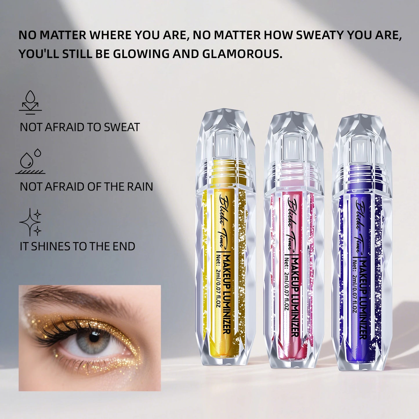 Liquid Shimmer Eye Pack (2ml x 3): Shadow + Liner in One! All-Day Sparkle That Stops Traffic! 3-Pack Deal
