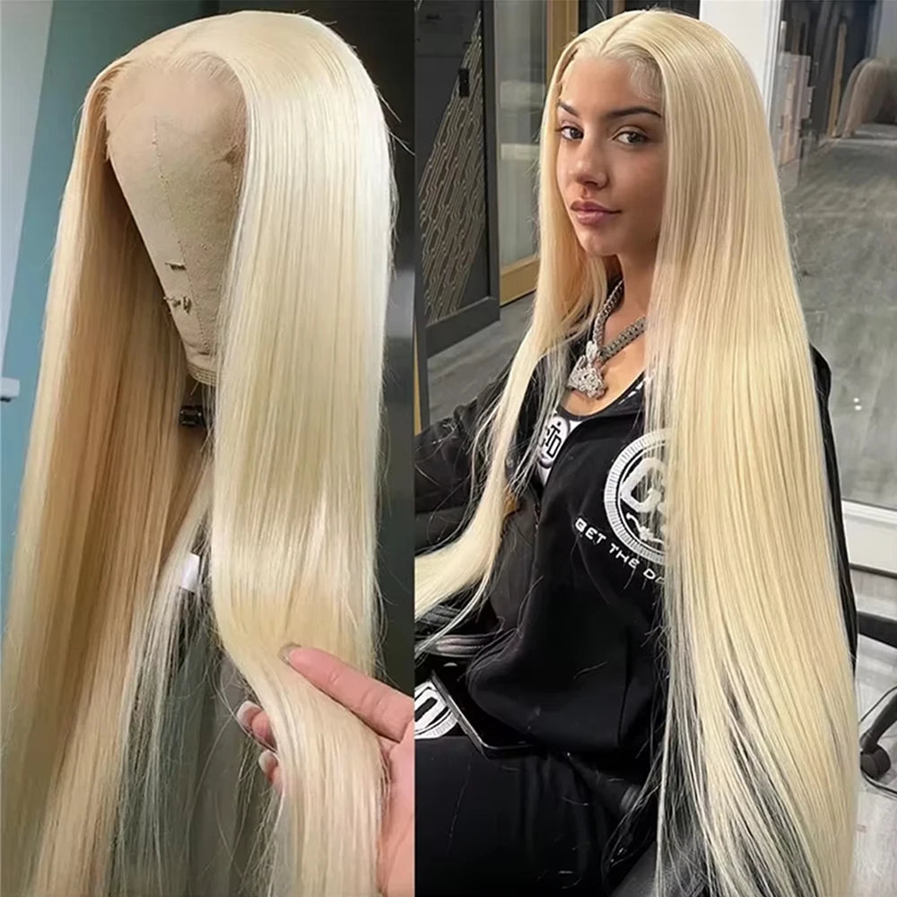 30 40 46 Inch 613 Bone Straight Human Hair Wig Colored Honey Blonde 13x6 HD Lace Frontal 13x4 Front Wigs 100% Raw Human Hair Wig