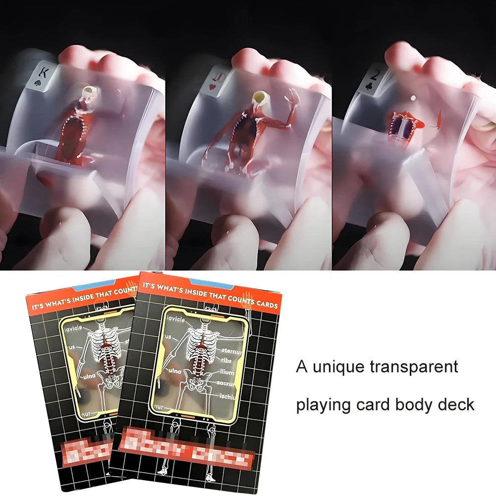 3D Image Educational Cards Multi-Purpose Body Transparent Playing Cards Human Anatomy Playing Cards for Card Collectors