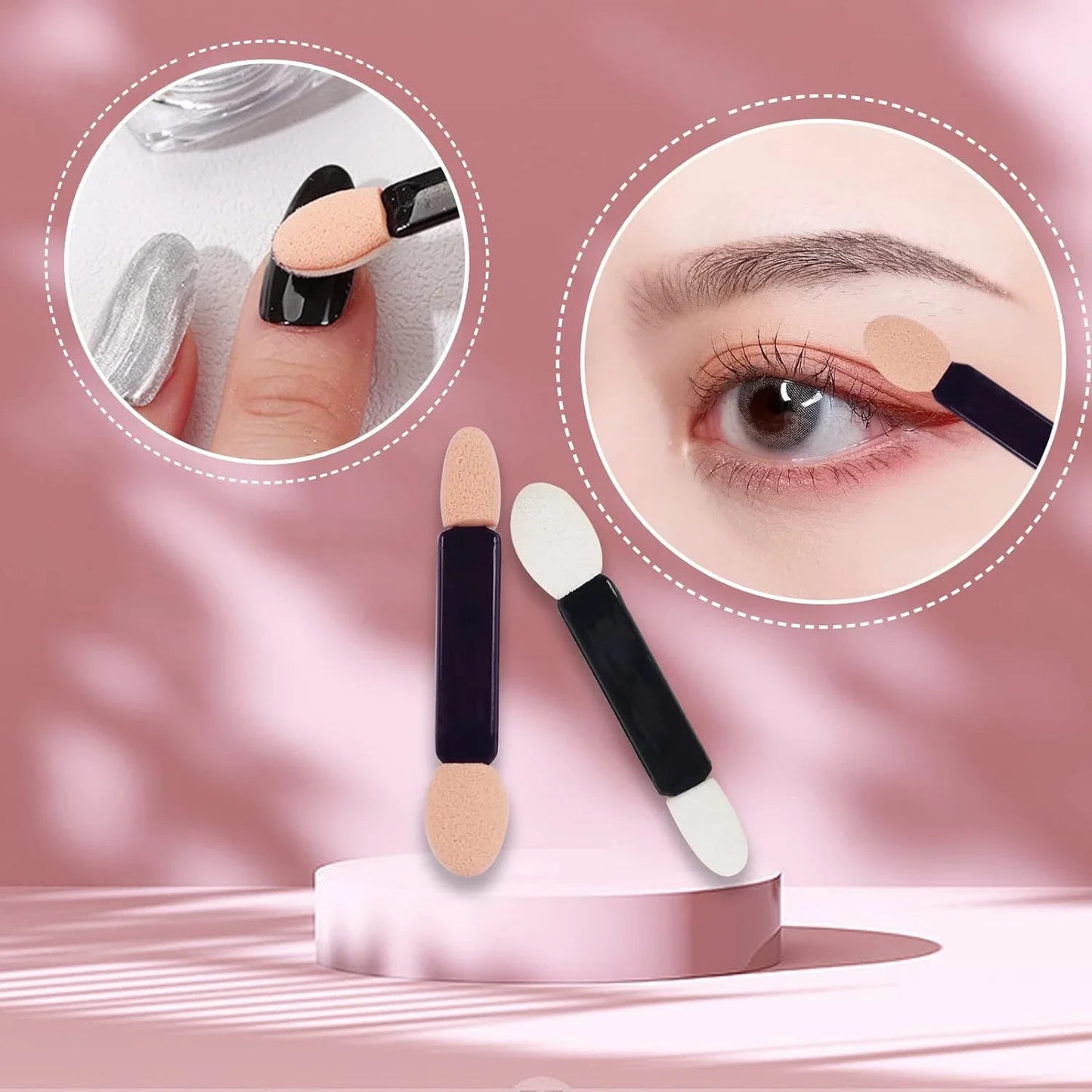 Double-headed and portable, this set of 100 sponge nail brushes and eyeshadow brushes is perfect for on-the-go use. Ideal for ou