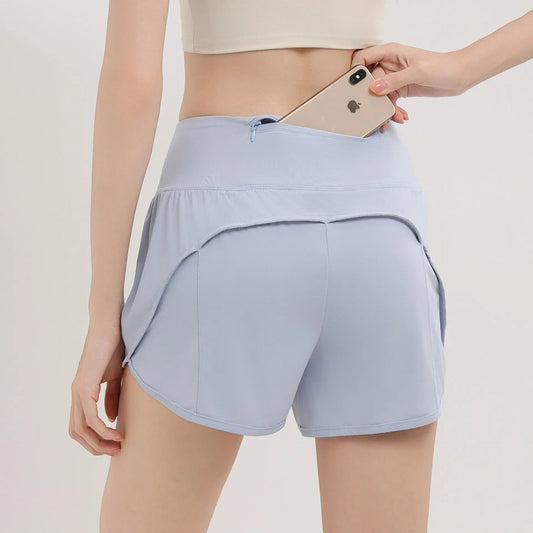 Women's High-Waist Yoga Shorts Fitness Running With Pocket Cycling Shorts Sports Shorts Summer Breathable Workout Gym Shorts