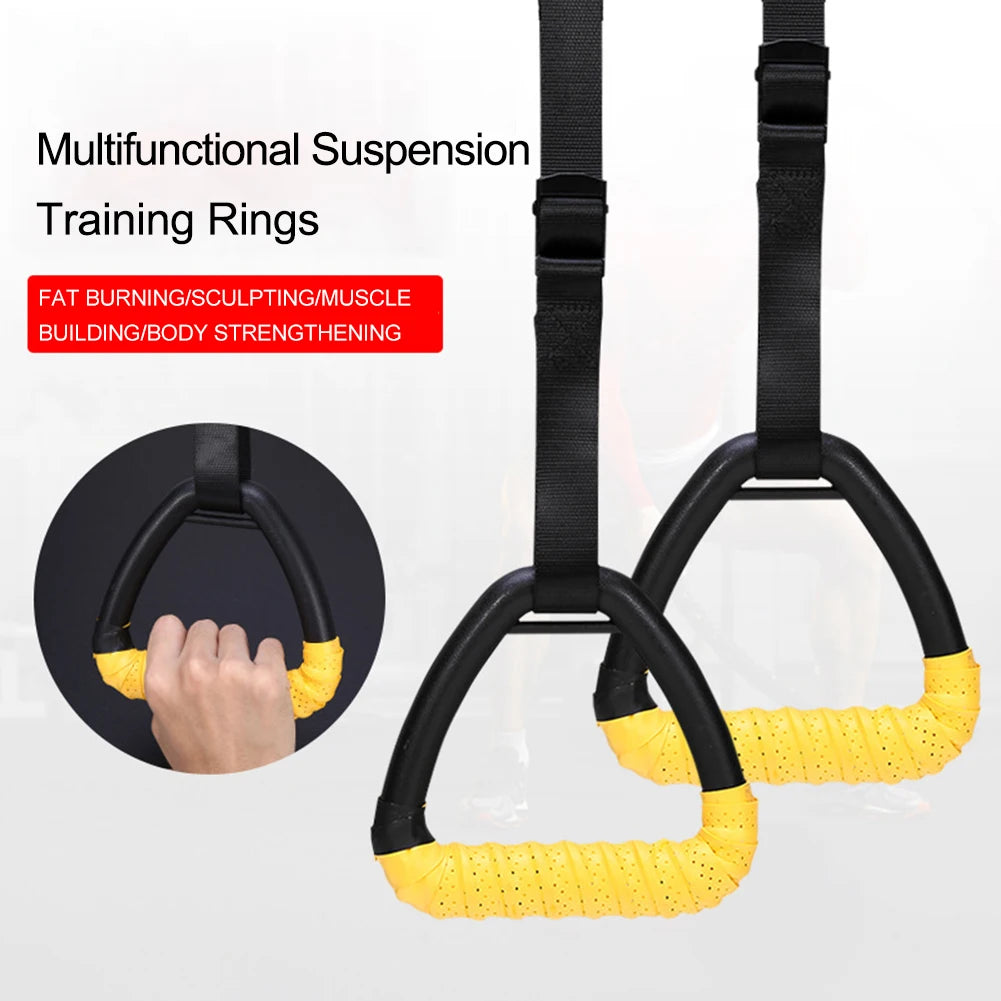 Gymnastic Rings with Adjustable Straps Pull Up Exercise Rings Home Fitness Equipment for Home Exercise Workout Fitness Training
