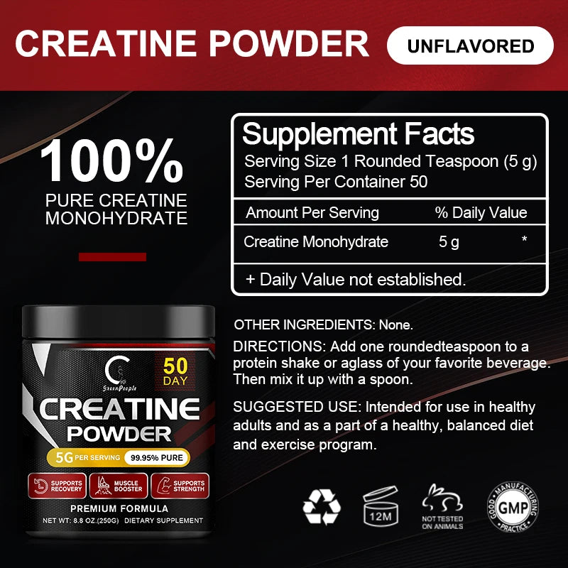 Creatine Monohydrate Powder Creatine Powder Muscle Recovery Muscle Builder for Men & Women Workout Supplements