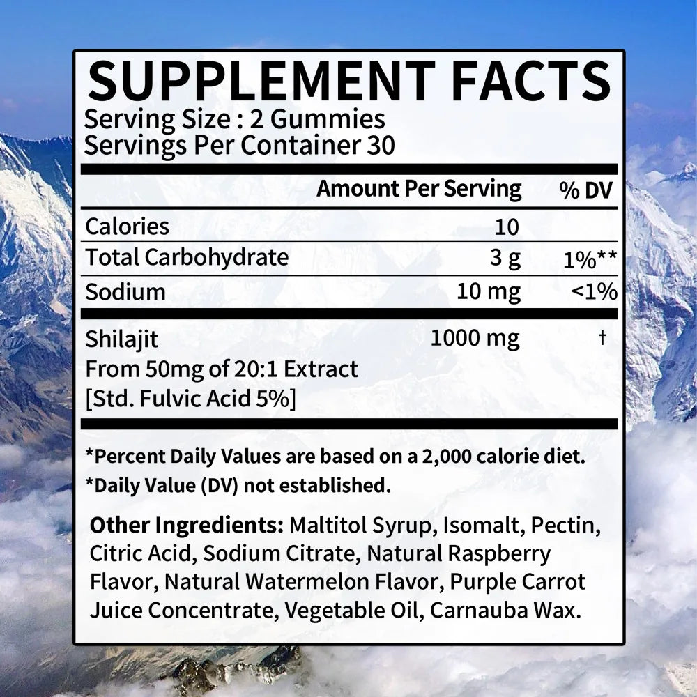 Shilajit Gummies - Stress Relief, Brain Health, Balanced Energy Levels and Anti-Aging