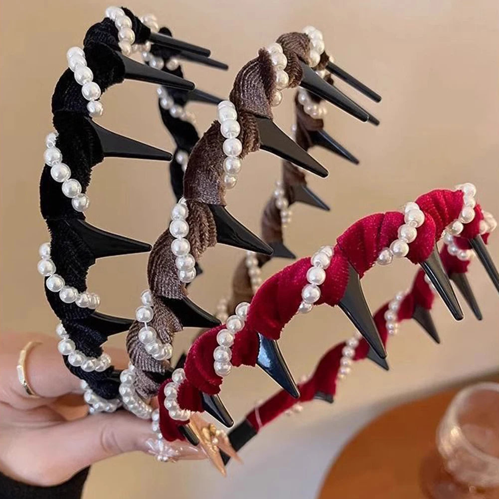 Vintage High Cranium Artificial Pearl Hairband 2025 New Elegant Pearl Headbands For Women Girl Rhinestones Hair Accessories