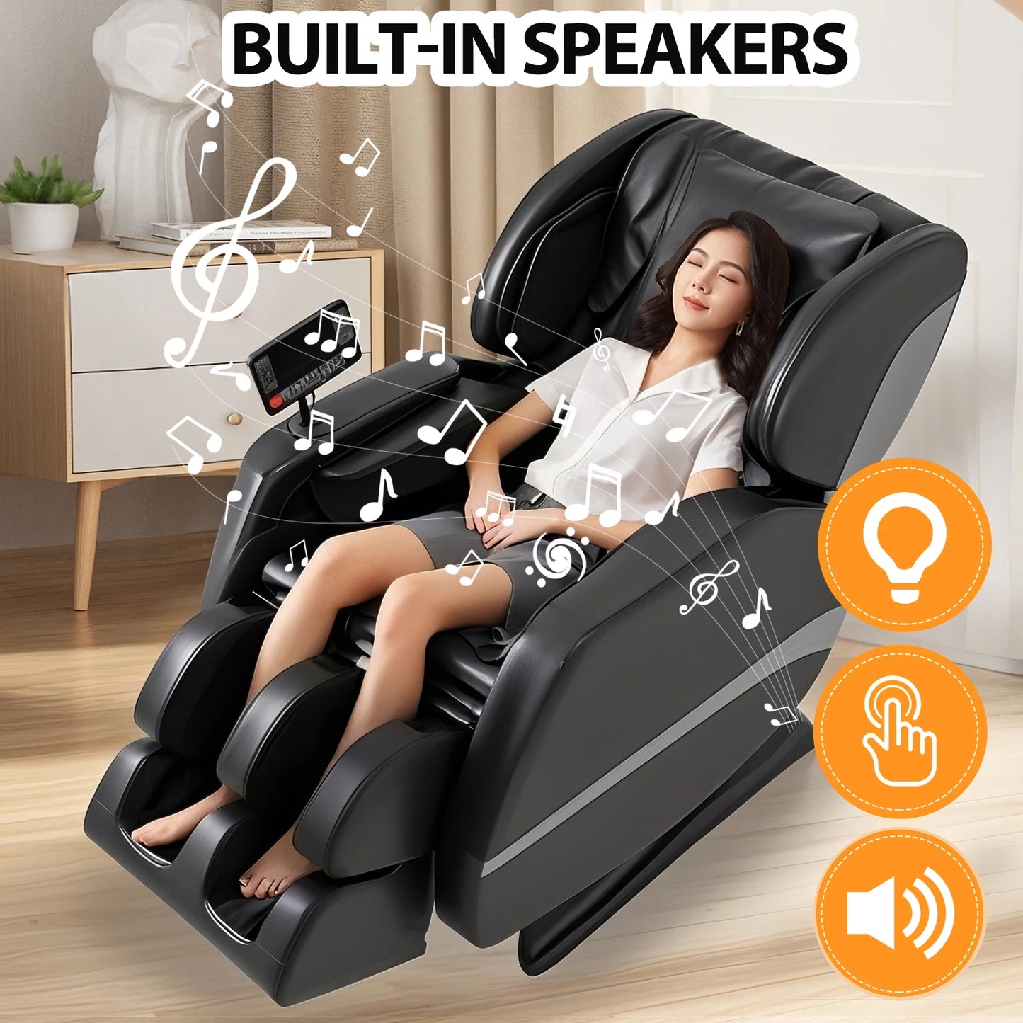 Full Body Zero Gravity Massage Chair, Back, Waist, Hips, Legs, Foot Massage, 10 Rollers Massage, Waist Heating, Lcd Touch Screen