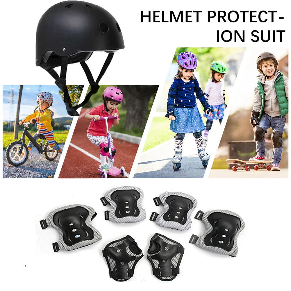 Kids Safety Helmet Knee Elbow Pad Set Boys Girls Head Protective Gear Set for Bicycle Cycling Skateboard Scooter Skating Helmet