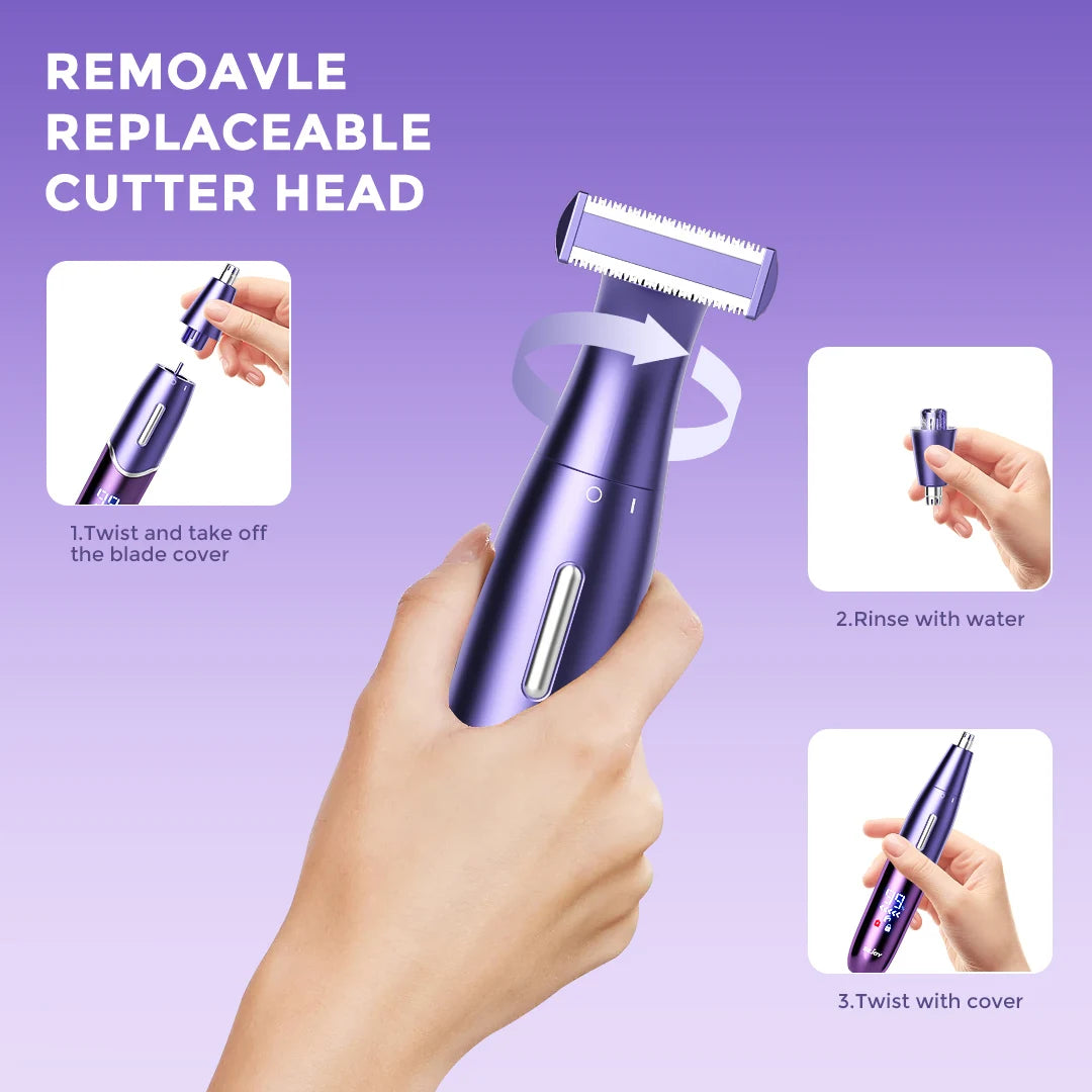 6-in-1 Electric Razor for Women Pubic Hair, Painless Body Shaver, Facial Epilator,Hair Removal for Face, Bikini Trimmer