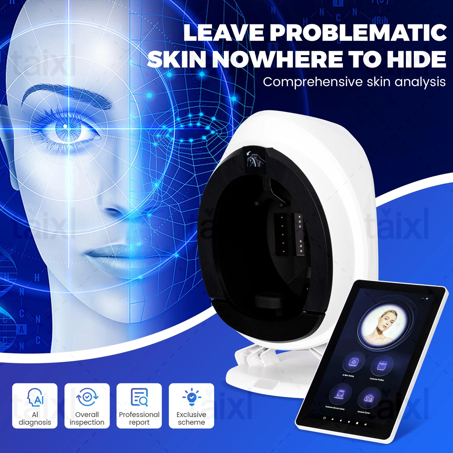 3D Facial Skin Analyzer Detection Skin Problem Diagnosis 8 Spectrum Professional Analysis Beauty Salon Equipment