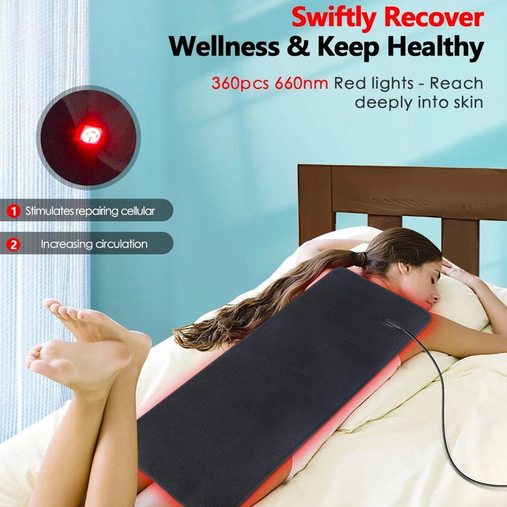 Red Light Therapy Pad Infrared Light LED Therapy Pad 31.6x11.8inch Lumbar Back Belt For Body Back Waist Knee Joint Pain Relief
