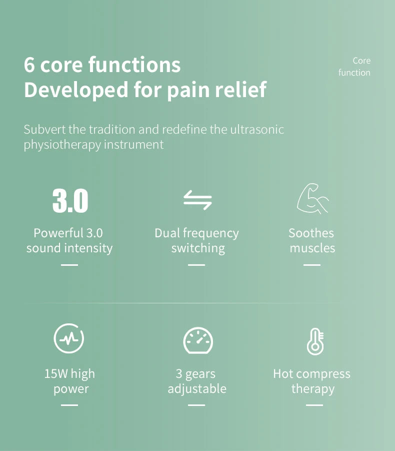 Ultrasound Therapy Machine for Pain Relief Physiotherapy 1MHz Muscle Massager Drug Free Adults Body Massage