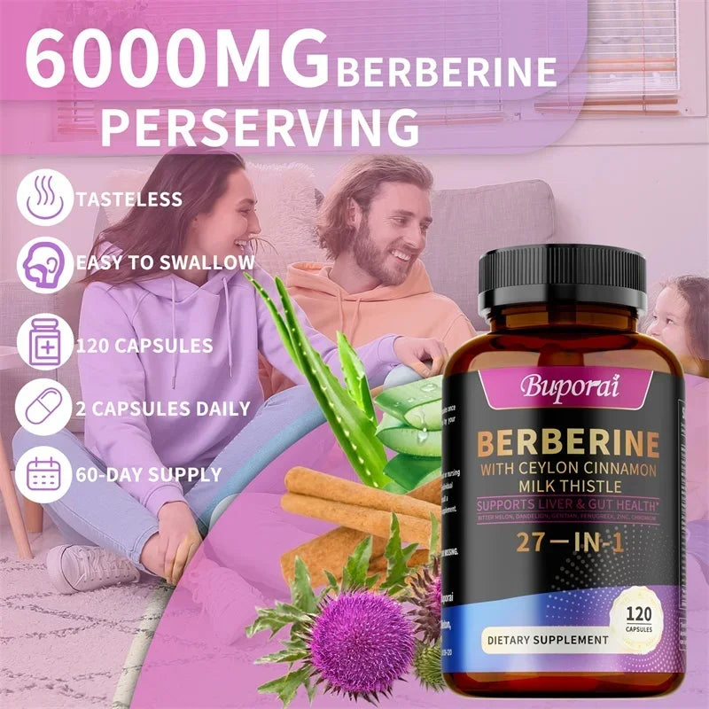 Berberine, Ceylon Cinnamon, Milk Thistle - Cardiovascular and Digestive Health - 120pcs