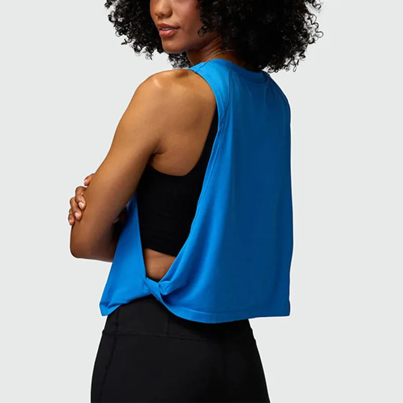 Women Sleeveless Yoga Tops Mesh Quick Dry Breathable Blouse Cover Up Gym Workout Cool T-Shirt Running Short Tank Crop Top