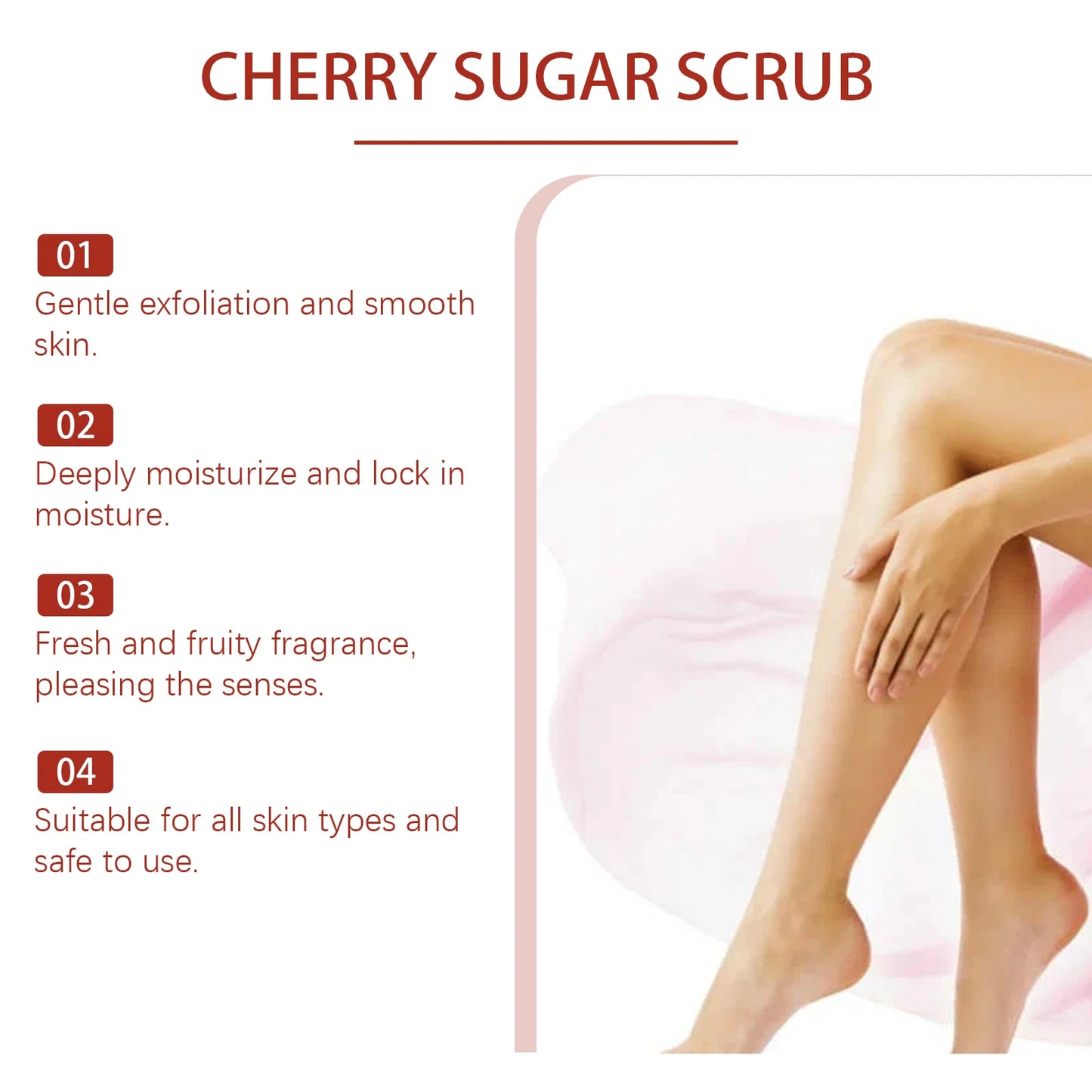 Cherry Sugar Body Scrub Deep Cleansing Exfoliating Dark Skin Lighten Pore Cleanser More Elastic Smoother Skin Gel