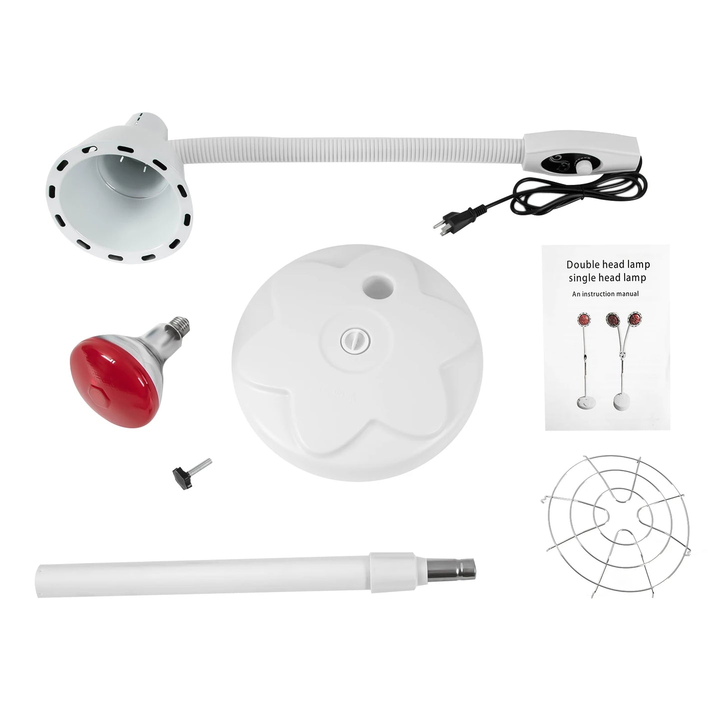 275W Infrared Light Floor Stand Infrared Therapy Heat Lamp Health Pain Pain Muscle Soreness Relief Physiotherap Tool White