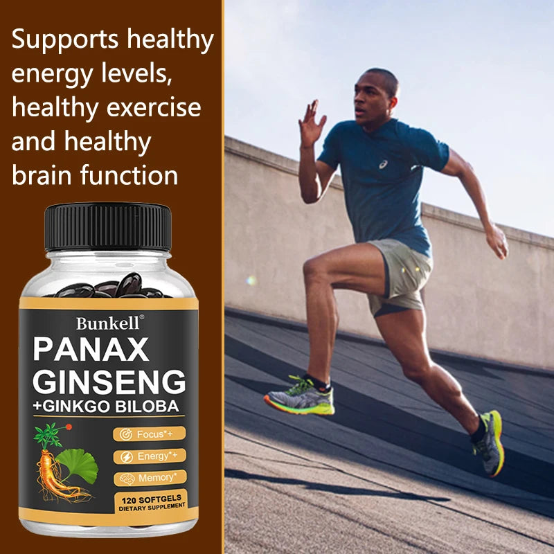 Panax Ginseng + Ginkgo Biloba - Increases Energy, Mood, Stamina & Performance Supports Mental Health
