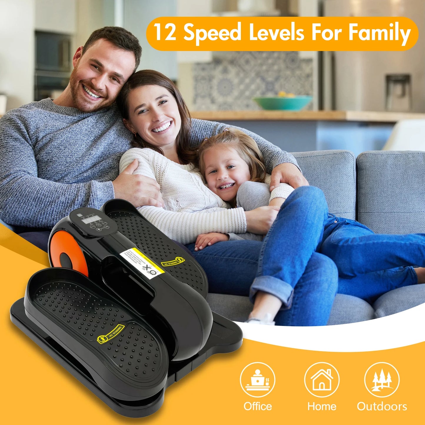 Under-Desk Elliptical Machine Leg Exerciser for Seniors Portable Fully Assembled Quiet Electric Seated Pedal Exerciser 12-Speed