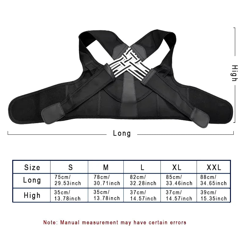 Posture Back Brace Pink Black Adjustable Back Support Strap Corrector to Prevent Spinal Distortion and Hunchback for Men Women