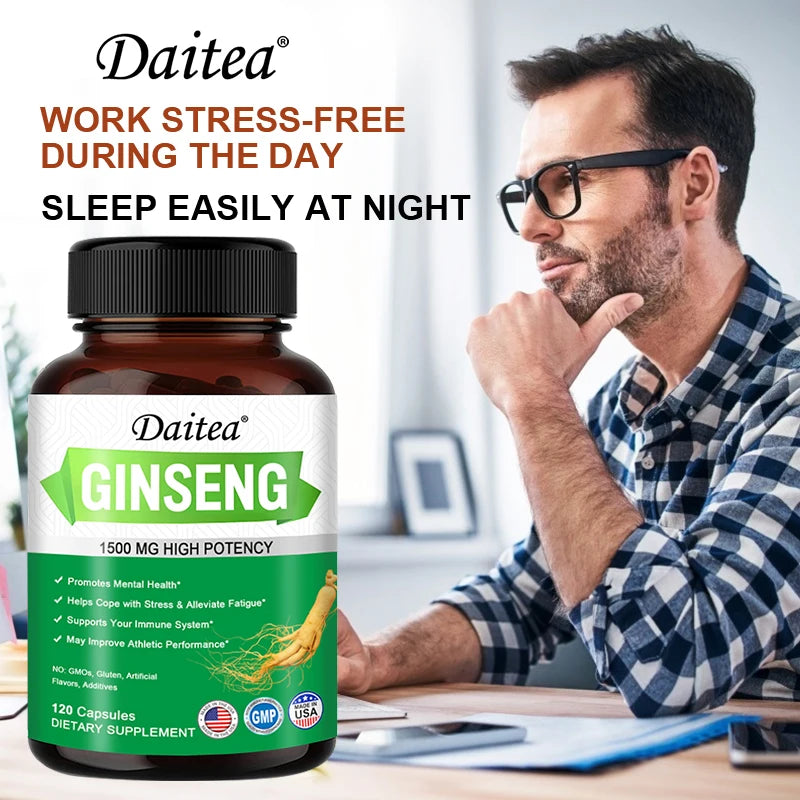 Daitea Ginseng Extract Capsules - 1500 Mg, Promotes Mental Health, Supports The Immune System, Helps Reduce Fatigue, Non-GMO
