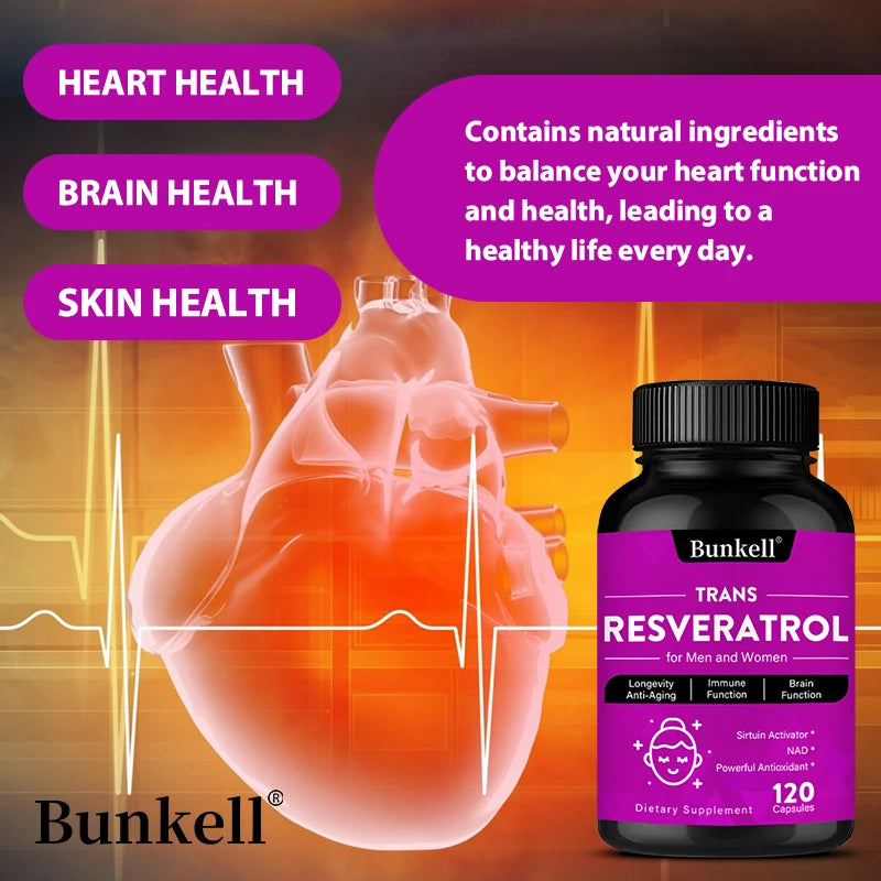 Resveratrol Antioxidant Supplement Support Brain Function Immune Health Balance Blood Sugar Energy Burn Fat Healthy Food