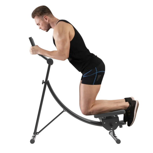 Adjustable Ab Machine, 3-Level Settings, Carbon Steel Frame, 330lbs Capacity, Silent Rollers