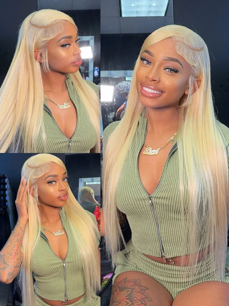 613 Blonde 13x4 13x6 360 Hd Lace Frontal Wig Brazilian Bone Straight Lace Front Wig 100% Color Human Hair Wigs On Sale Clearance
