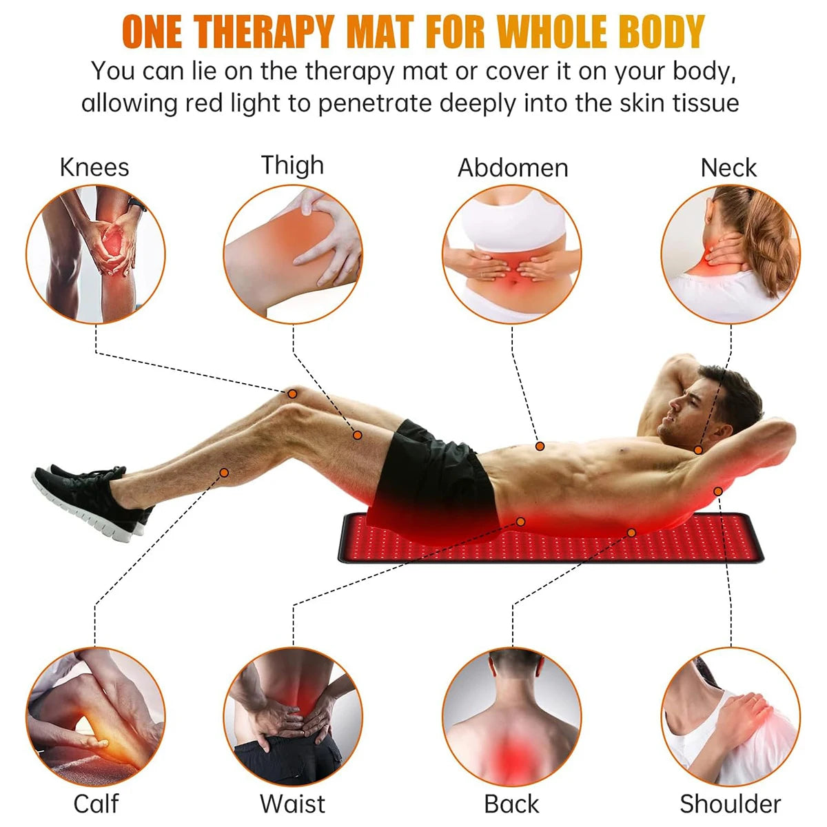 Red Light Therapy Mat Infrared Light Therapy Pad For Body Back Waist Knee Joint Pain Relief 31.6x11.8inch Large Wrap Pad 360LEDs