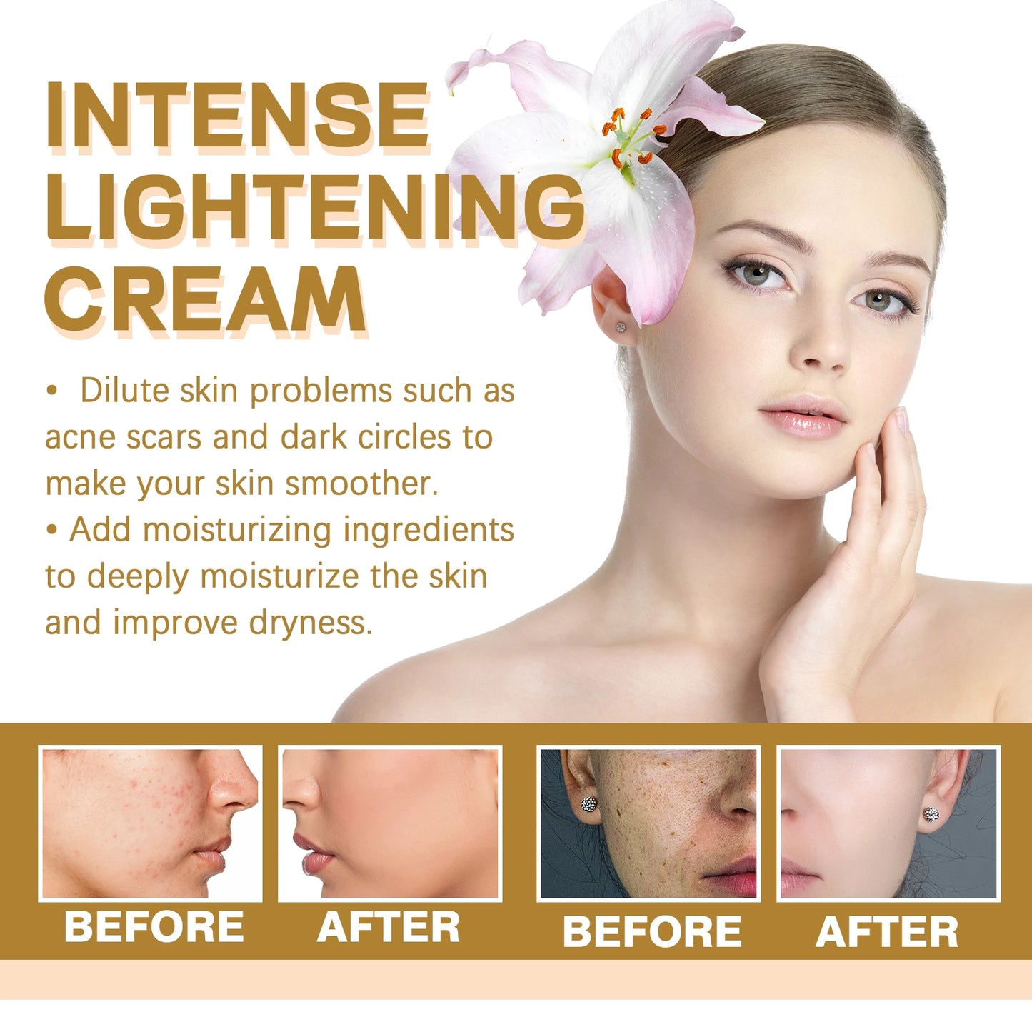 Hoygi Intense Lightening Cream for Face Body & Sensitive Areas Hydrating Firming Radiance Skin Care Moisturizing Cream