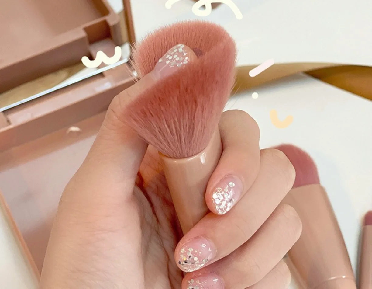 5pcs Beauty Travel Size Makeup Brushes Set Mini Small Complete Function Cosmetic Brushes Kit Case Mirror Foundation Brush