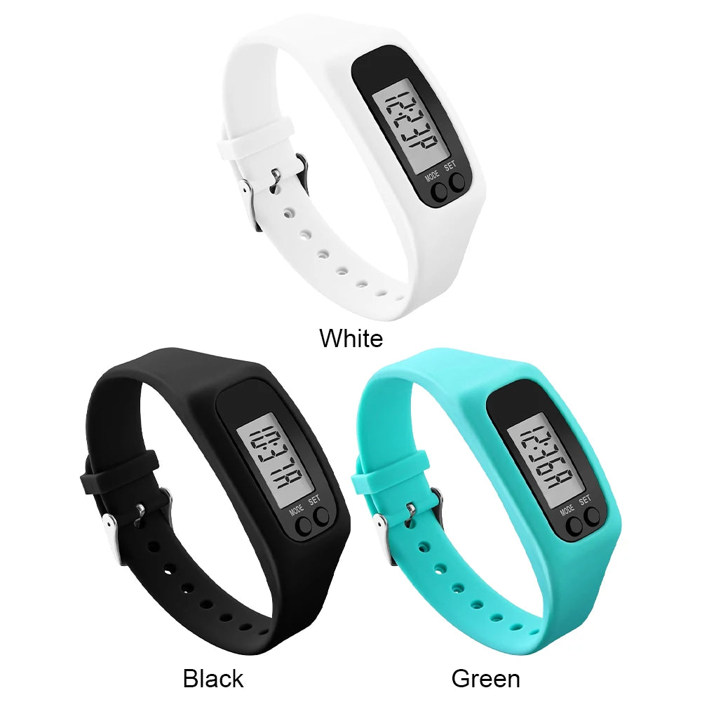 LED Pedometer Bracelet Wrist Calorie Counter 12/24H Time Display Walking Running Pedometer Fitness Watch for Outdoor Sports