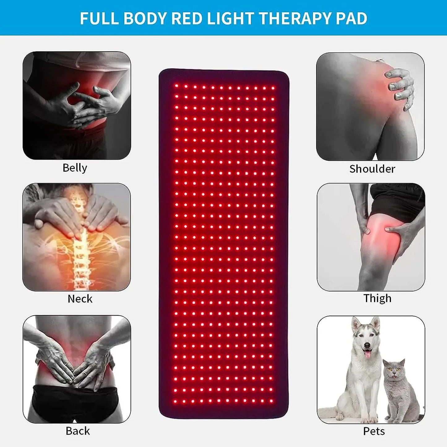 31.6x11.8inch Red Light Therapy Pad Infrared Light LED Therapy Pad Lumbar Back Belt For Body Back Waist Knee Joint Pain Relief