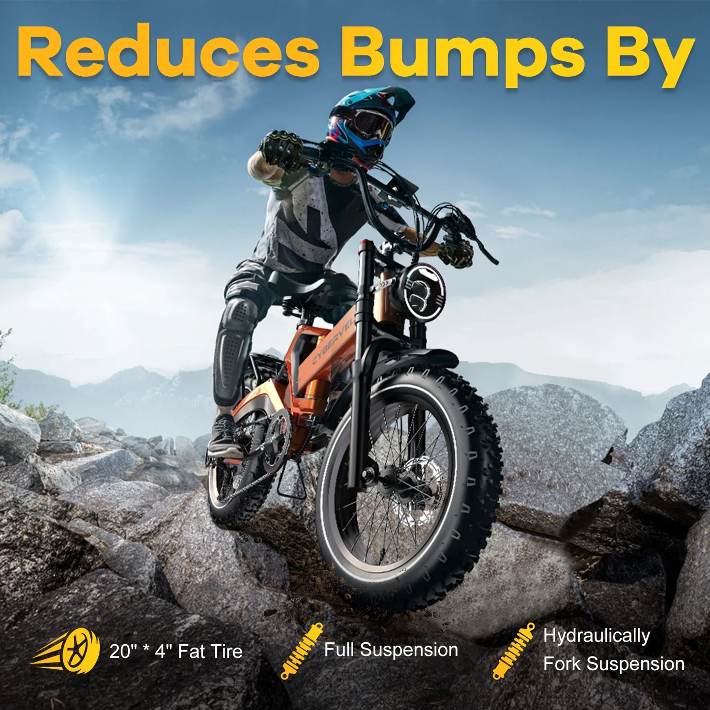 Cybervelo EK6 Peak 2000W Folding Electric Bike for Adults, 35MPH 100Miles, 48V 25Ah Removable Battery,20"x4.0 Fat Tire E-bike