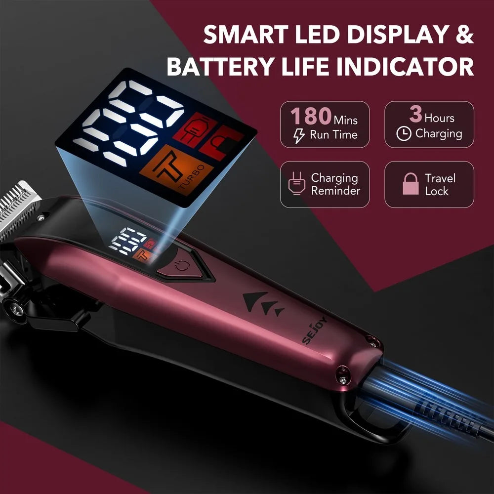 Professional  Hair Clippers for Men Trimmers Set for Barber Cordless with LED Display Slick Hair Cut Self-Sharpening Blades