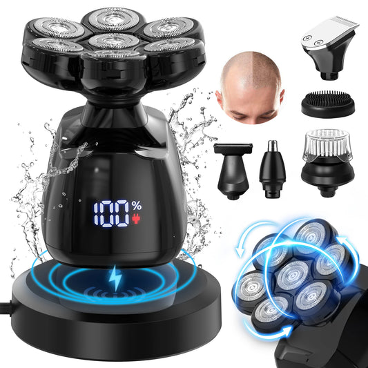 Electric Head Shaver for Bald Men 7D Magnetic Razor Hair Trimmer USB Rechargeable LED Display Waterproof Beard Shavers