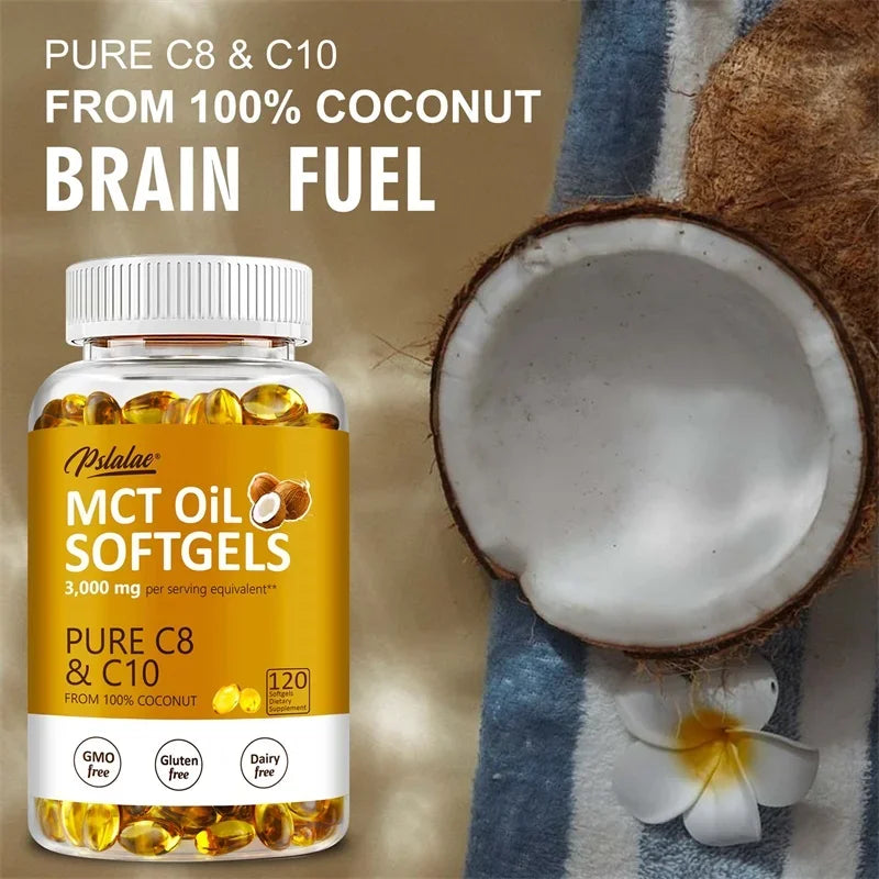 MCT Oil Softgels - Supports Energy and Mental Clarity, Fat Burning, Appetite Suppressant, Improves Digestion - 120 Capsules