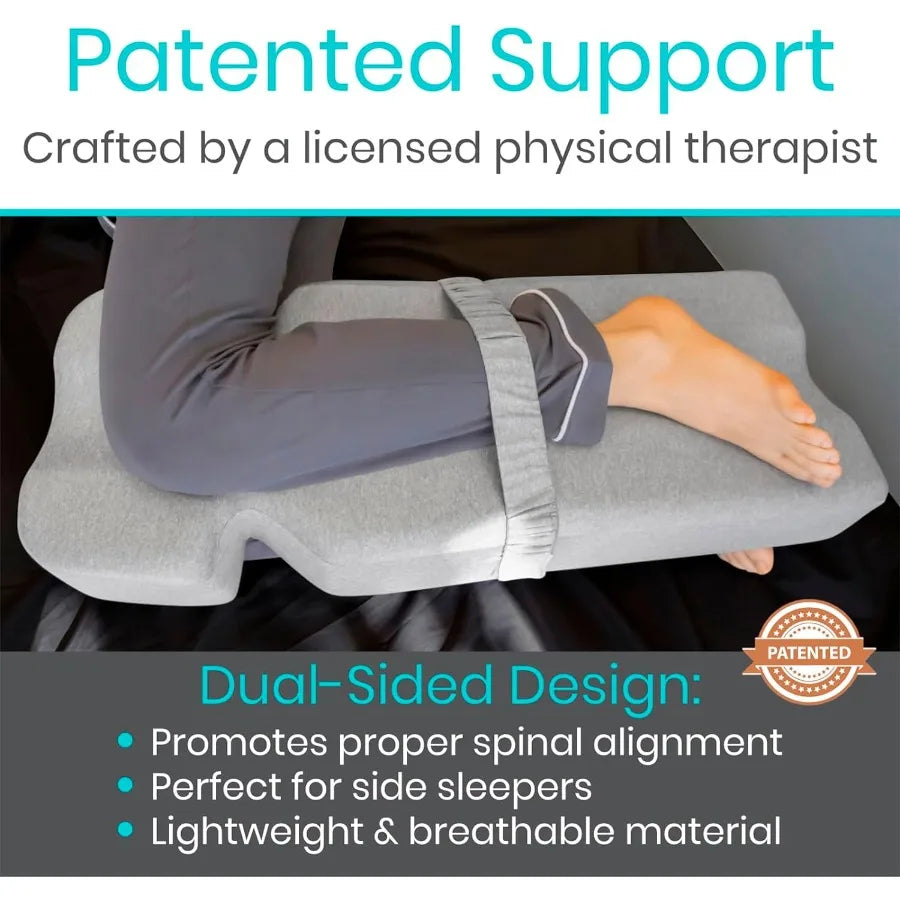 Memory Foam Knee Wedge Pillow for Side Sleepers - Hip and Leg Elevation for Pregnancy Sciatica Lower Back Pain - Orthopedic Thi
