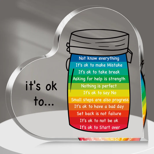Mental Health Decor, It's ok, Inspirational Quote Acrylic Sign, Table Relax Plaque, Psychology Gifts, Office, School Counseling Decor