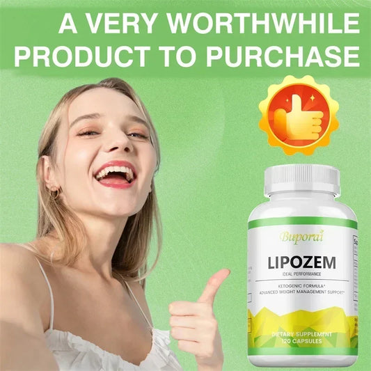Natural Lipozem - Appetite Suppressant, Fat Burner, Relieves Bloating and Constipation, Improves Metabolism - 120 Capsules