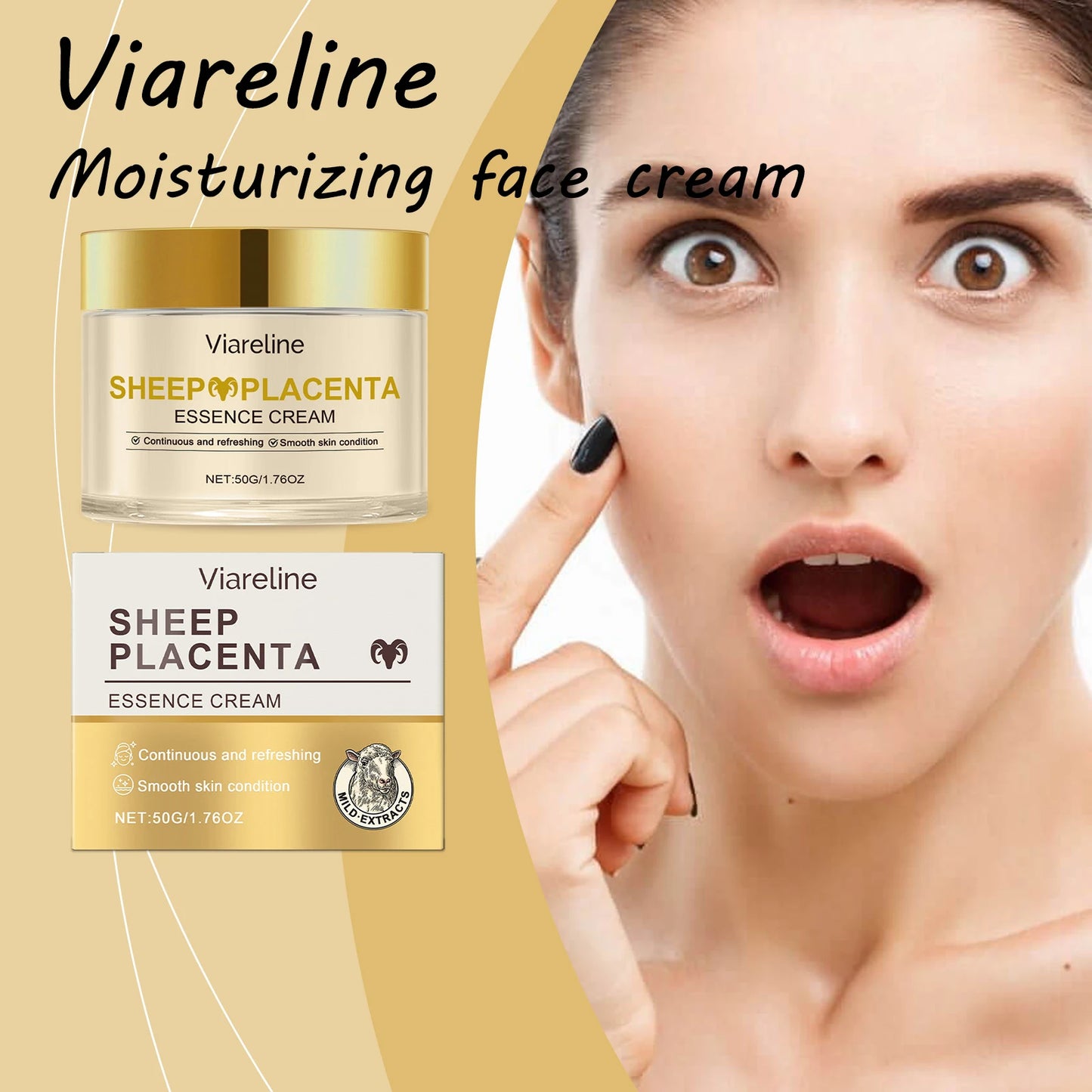 Viareline Sheep Placenta Face Cream Anti-aging Lasting Moisturizing Firming Booster Brighten Skin Tone Fade Fine Line Face Cream