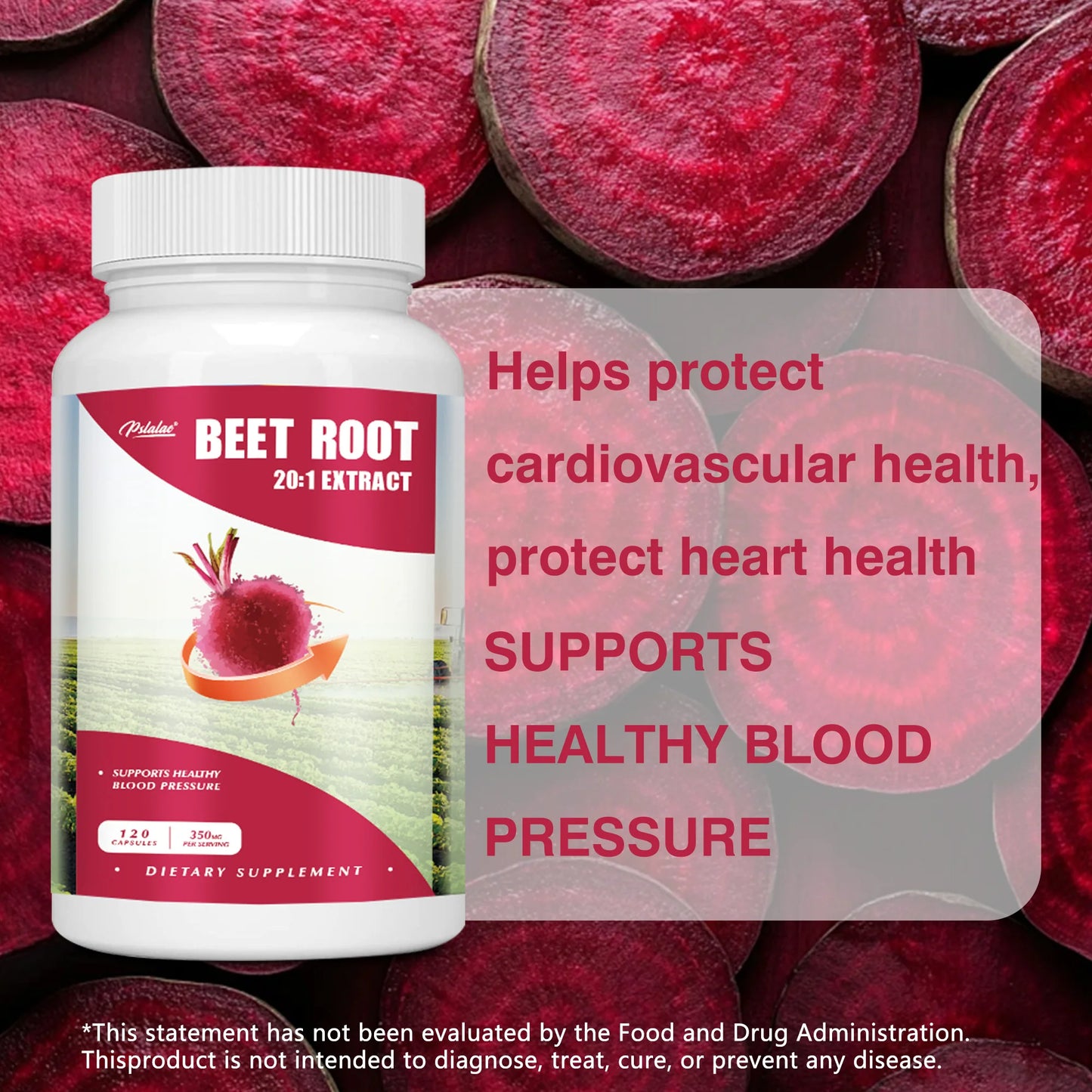 Beet Root - Supports Heart Health, Circulation, Digestive System and Immune System - 120 Capsules
