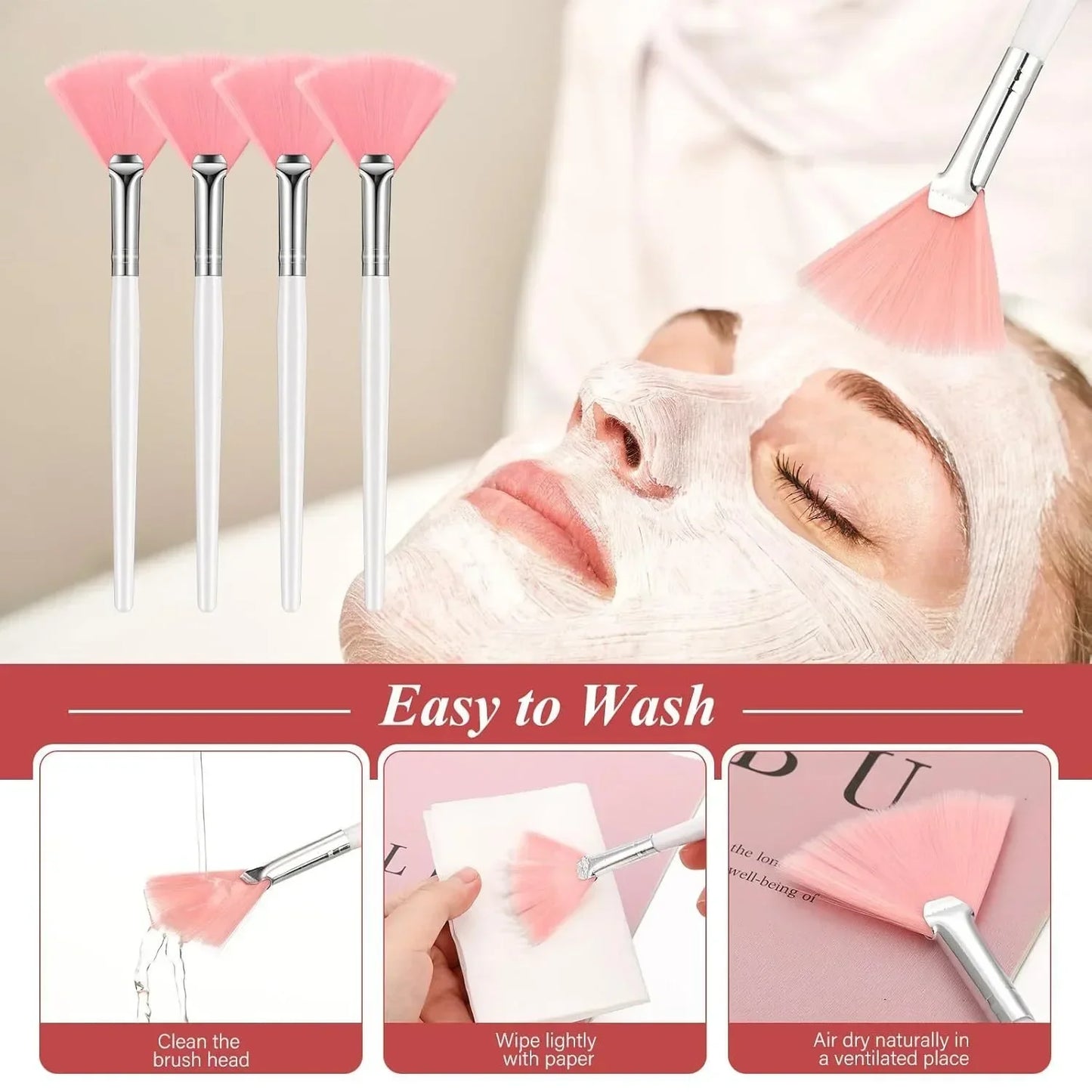 1Pc Soft Fan Brush Face Mask Brushes Silicone Applicator for Glycolic Peel Mud Cream All Skin Types Beauty Makeup Tools