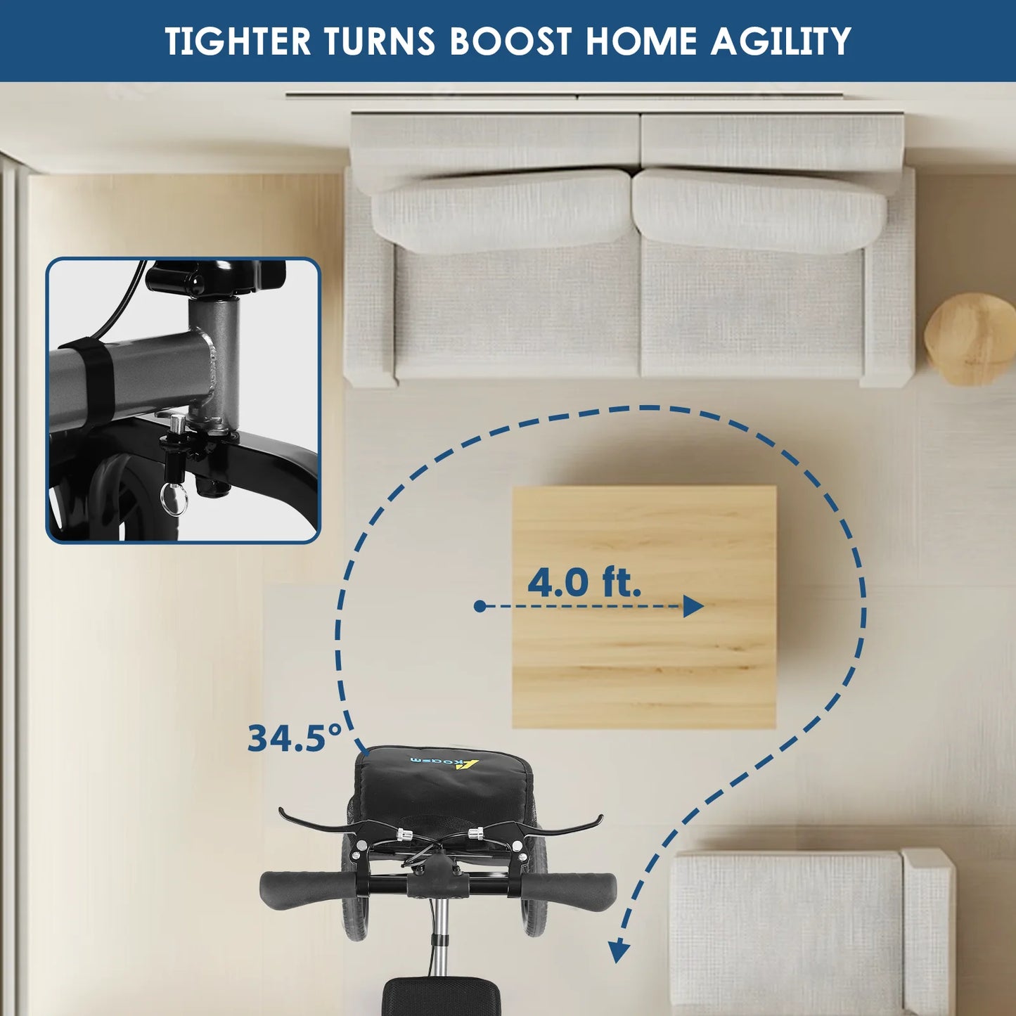 Adult Collapsible Knee Scooter Walker Cart with Basket, Knee Crutch Alternative for Broken Leg Ankle Injuries, Dual Brakes