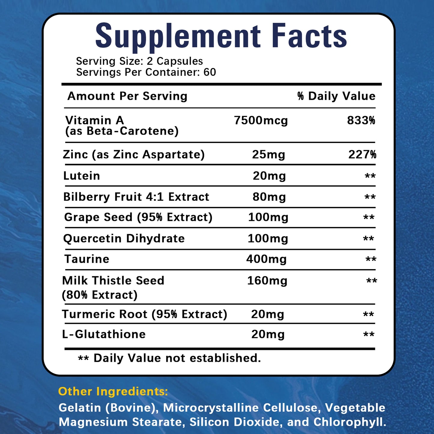 Vision Support Capsules - Contains Vitamin A and Lutein To Promote Eye and Vision Health and Relieve Eye Fatigue - 120 Capsules