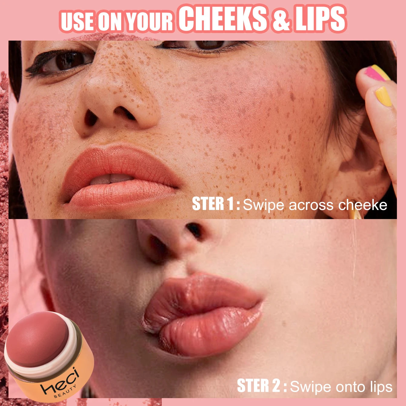 Cream blush ball,High-Pigment Formula,Semi-Matte & Powder Finish,Blendable Color blush Highlight stick for Eyes, Lips & Cheeks