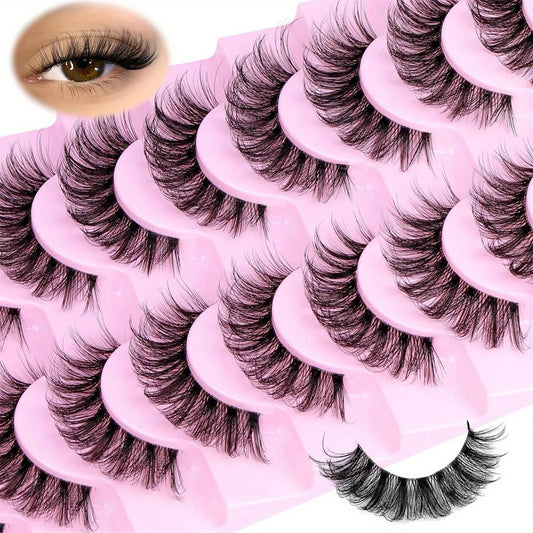3Boxes (30Pairs) Fluffy False Eyelashes Wispy Lashes 3D Volume Strip Lashes D Curl Fake Eyelashes with Clear Band Eye Lashes