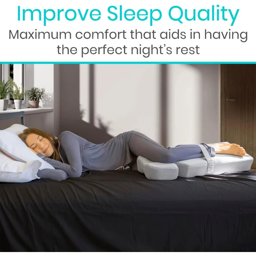 Memory Foam Knee Wedge Pillow for Side Sleepers - Hip and Leg Elevation for Pregnancy Sciatica Lower Back Pain - Orthopedic Thi