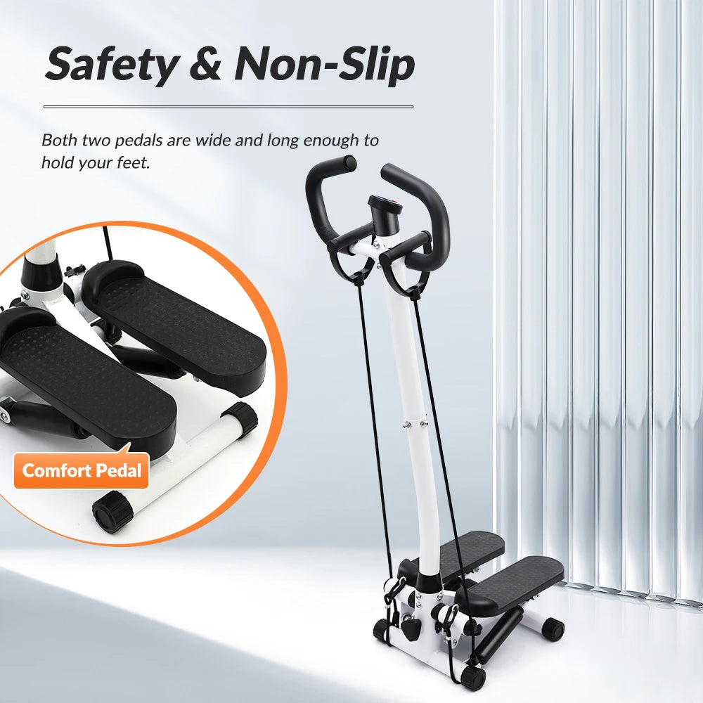 Exercise Stepper Machine For Home Fitness Stepper Workout LCD Display Handle and Resistance Bands Cycle Machine Climber Leg