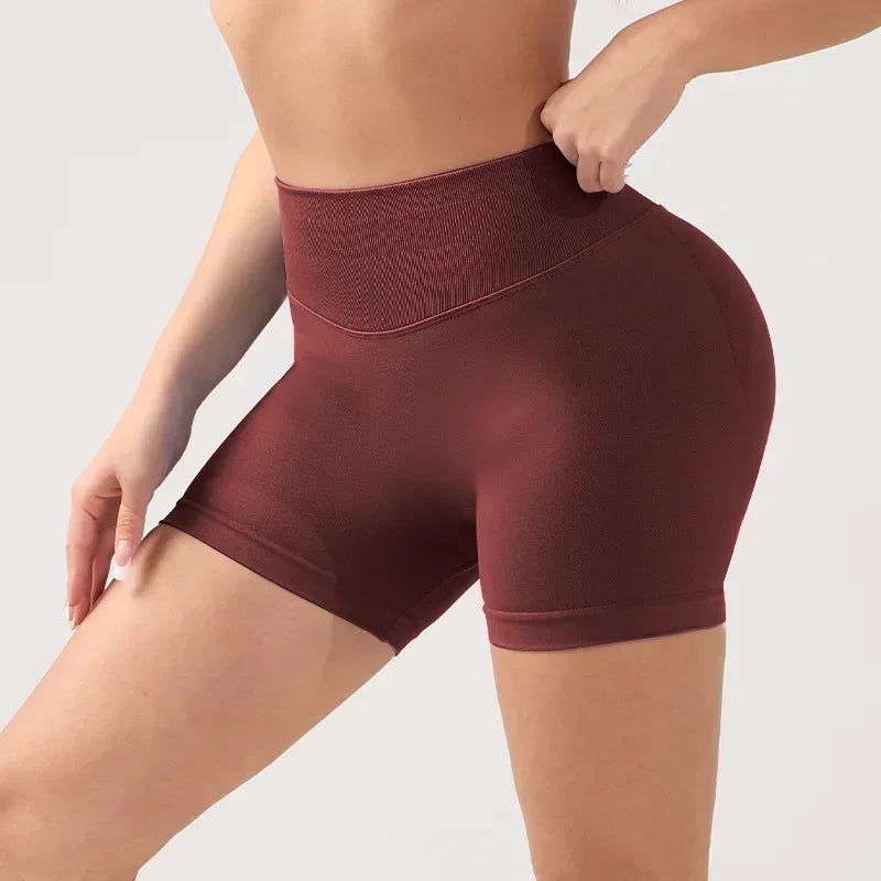 1 Piece High Stretch Nude Yoga Shorts Cycling Pants For Running Gym Cycling Sports Women Sweat Absorbent Breathable Tight Shorts